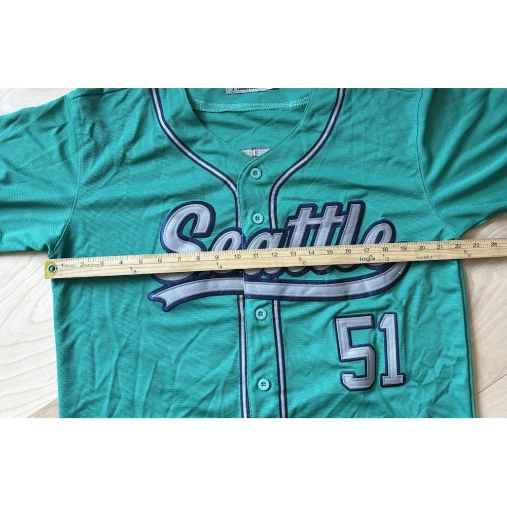 Seattle Seahawks Teal Jersey Size Large #51 Ichiro Suzuki Baseball Stitched - Picture 4 of 6